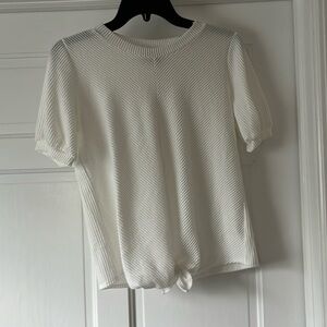 W5 white t with tie in front and puffed sleeves